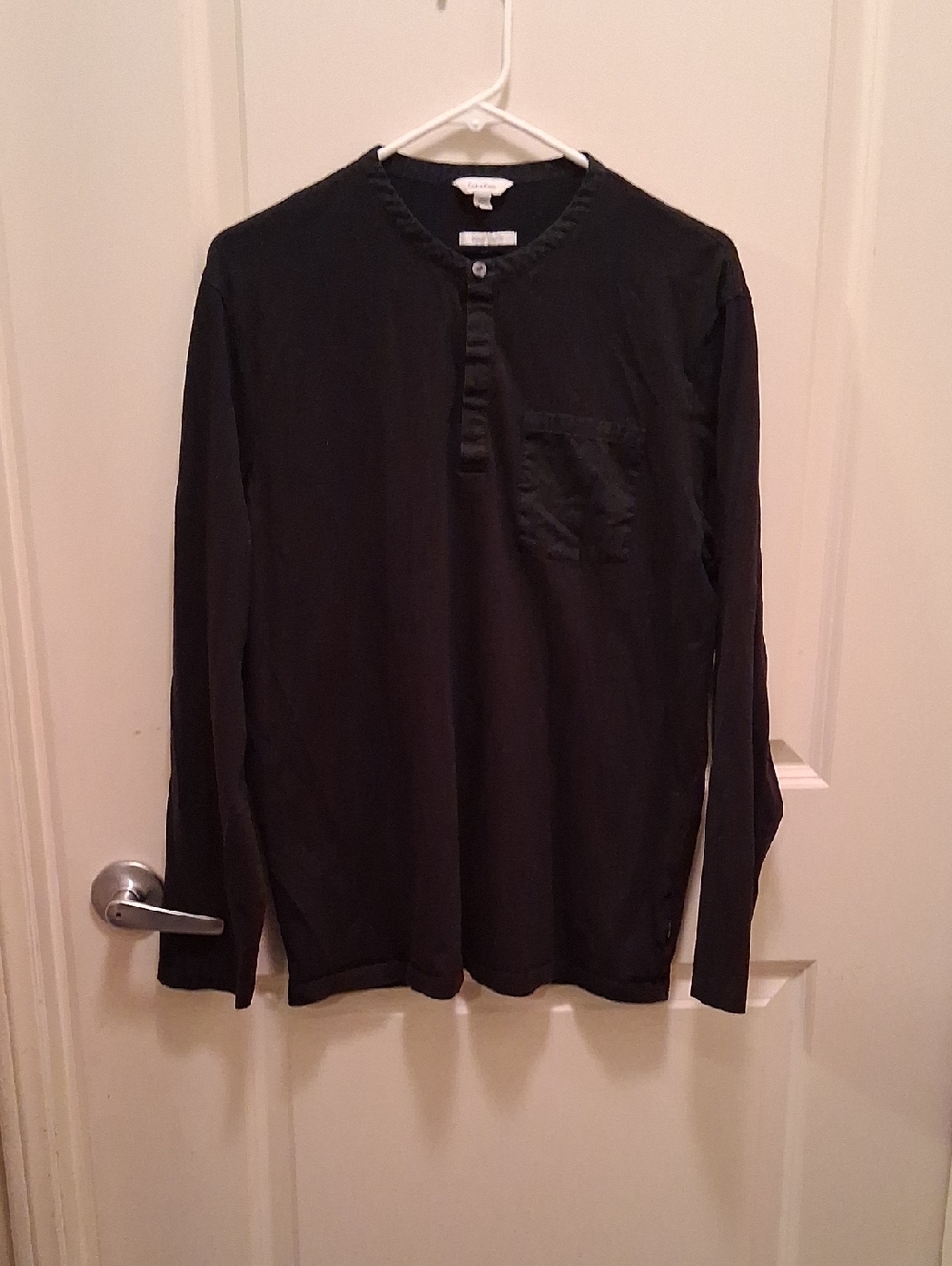 Calvin Klein Men's Black Long-Sleeve Henley with Chest Pocket